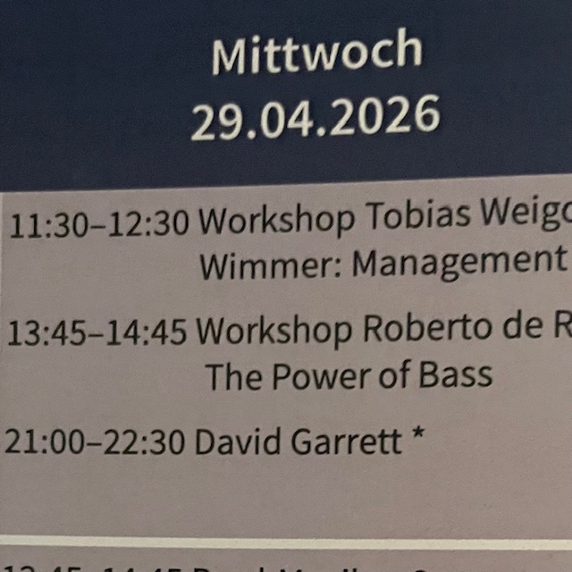 Programme of the day — Wednesday, David Garrett Cruise, April 2026