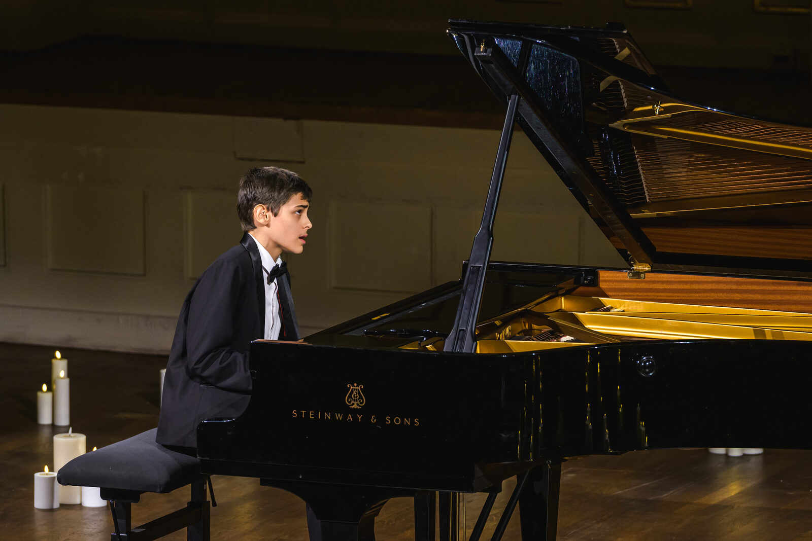 Antonio Pavan, thirteen years old, at the Steinway.